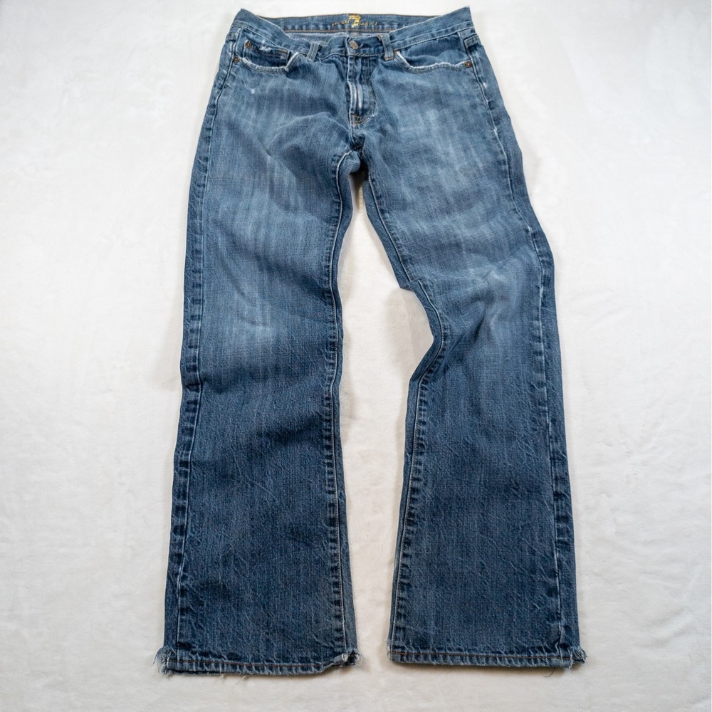 7 For All Mankind Bootcut Jeans Mens 31x32 Blue Distressed Denim Vintage Y2K